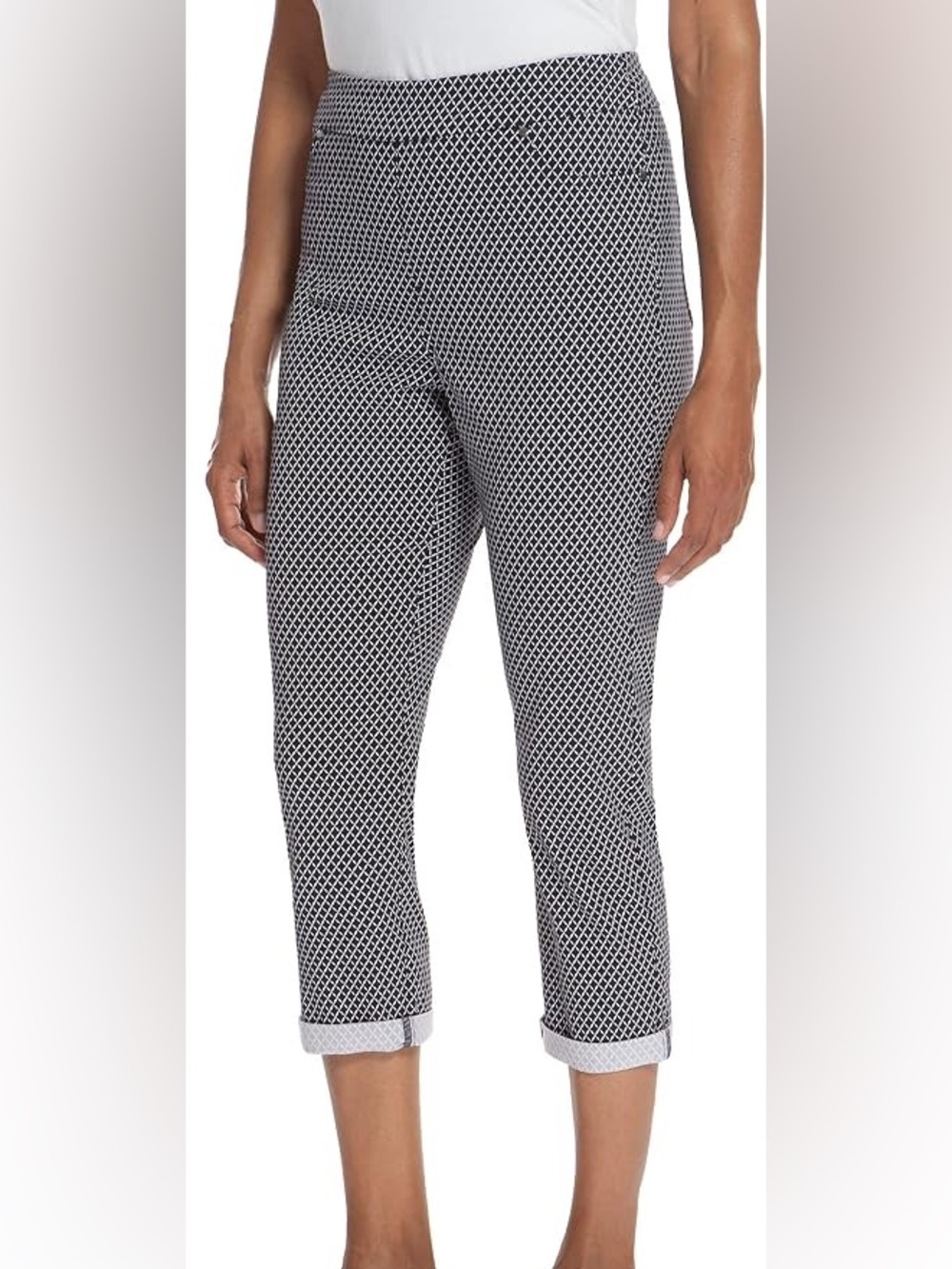 Rafaella Cropped Geometric Patterned Pants Sz 18